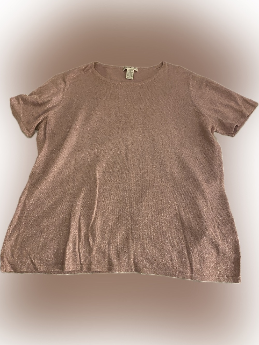 Metallic Rose Short-Sleeve Tunic Top